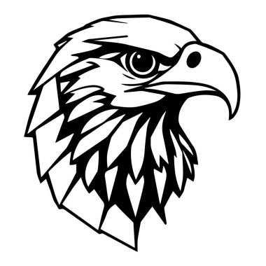 Beyaz arkaplanda kartal başlı siluet profili görünümü izole edildi