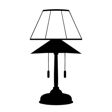 Beyaz arkaplanda izole edilmiş zarif masa lambası silueti