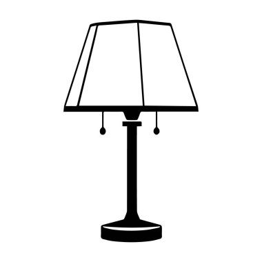 Basit masa lambası silueti beyaz arkaplanda izole edildi