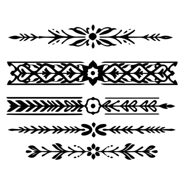 Beyaz arkaplanda beş dekoratif kenar silueti izole edildi