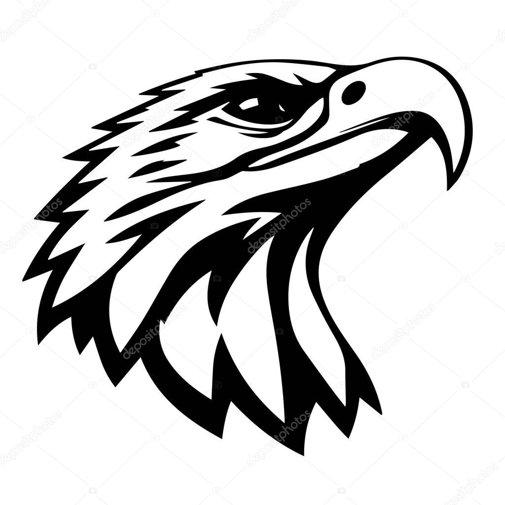 Eagle head silhouette vector illustration isolated on white background