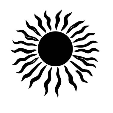 Basit siyah ve beyaz güneş ikonu grafik tasarım elementi
