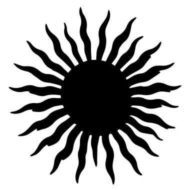 Şekillendirilmiş siyah güneş silueti grafik tasarım elementi