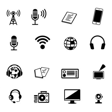 Medya ve iletişim simgelerinin koleksiyonu