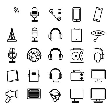 Medya ve iletişim simgelerinin koleksiyonu