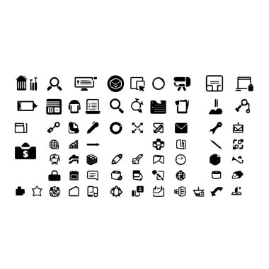 Web tasarımı için geniş siyah simge siluetleri koleksiyonu