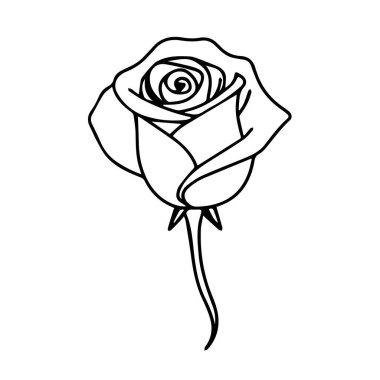 Zarif tek gül çiçeği silueti çizimi