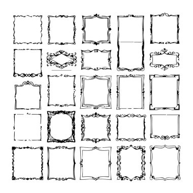 25 süslü kare çerçeve siluetinin koleksiyonu