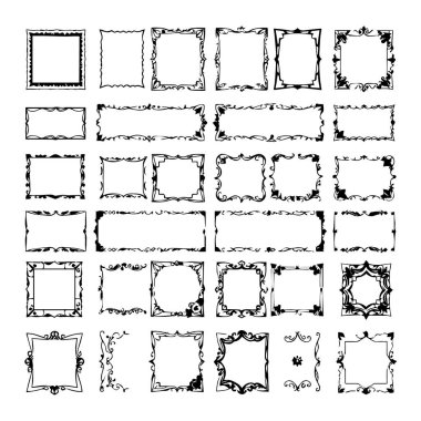 Süslü dekoratif çerçeve silueti koleksiyonu