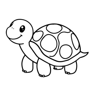 Çocuklar için sevimli çizgi film kaplumbağa silueti çizimi