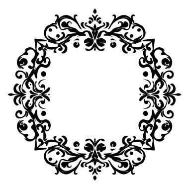 Süslü kare çiçekli çerçeve siluet tasarımı ögesi