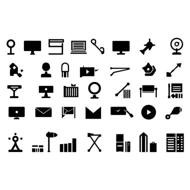 Web ve uygulama tasarımı için koyu siyah siluet simgeleri koleksiyonu