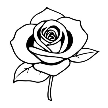 Zarif gül çiçeği silüeti çizimi