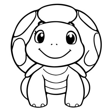 Çocuk boyama kitabı için sevimli kaplumbağa silueti.