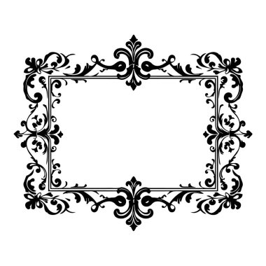 Tasarım için zarif süslü dikdörtgen çerçeve silueti