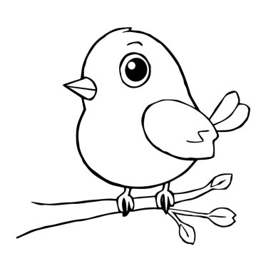 Şube siluetinde şirin çizgi film kuşu