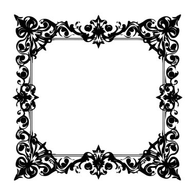 Tasarım projeleri için çiçekli kare çerçeve silueti