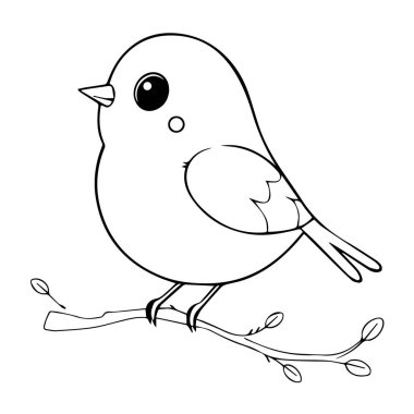 Şube siluetinde şirin çizgi film kuşu