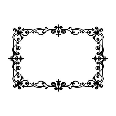 Tasarım için zarif süslü dikdörtgen çerçeve silueti