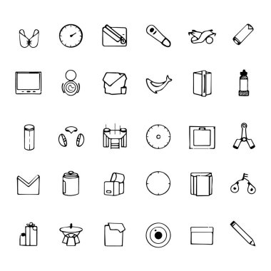 Web tasarımı için el çizimi siluet simgeleri koleksiyonu