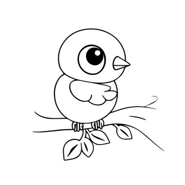 Yapraklarla dallara tünemiş sevimli yavru kuş.