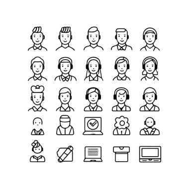 Collection of diverse avatar icons for customer service and support teams