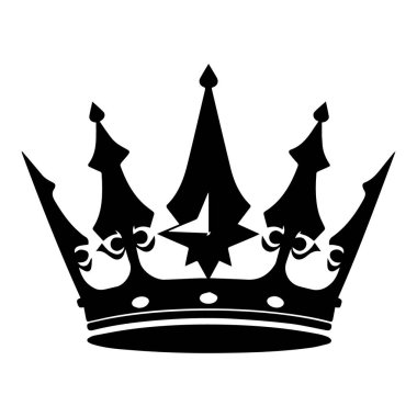 Siyah ve beyaz taç simgesi serbest vektör grafiği