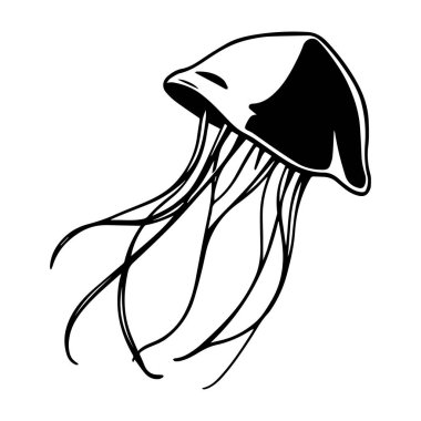 Biçimlendirilmiş siyah-beyaz denizanası çizimi