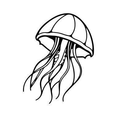 Siyah ve beyaz çizgili bir denizanası çizimi