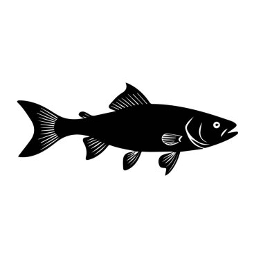 Yüzen bir balığın siyah beyaz silueti