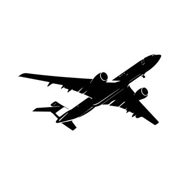 Modern tasarım grafiğini kaldıran uçağın siyah silüeti