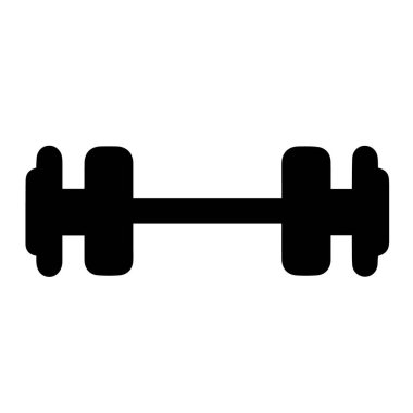 Fitness ve spor tasarımları için halter ağırlığının basit siyah silueti.