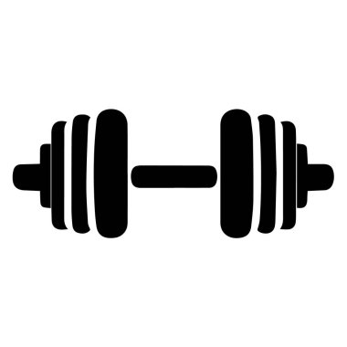 Fitness ve spor tasarımları için basit siyah beyaz dambıl simgesi