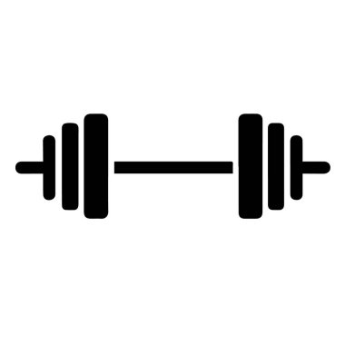 Fitness ve spor tasarımları için basit siyah beyaz halter ağırlık simgesi