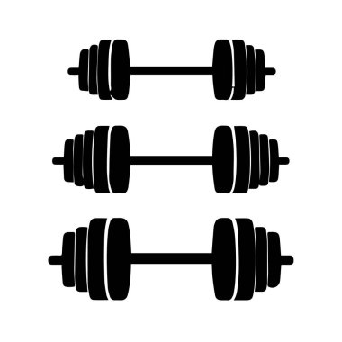 Ağırlık plakalı üç siyah halterli siluet