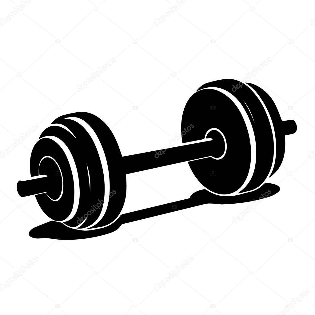 Black and white barbell weightlifting icon illustration