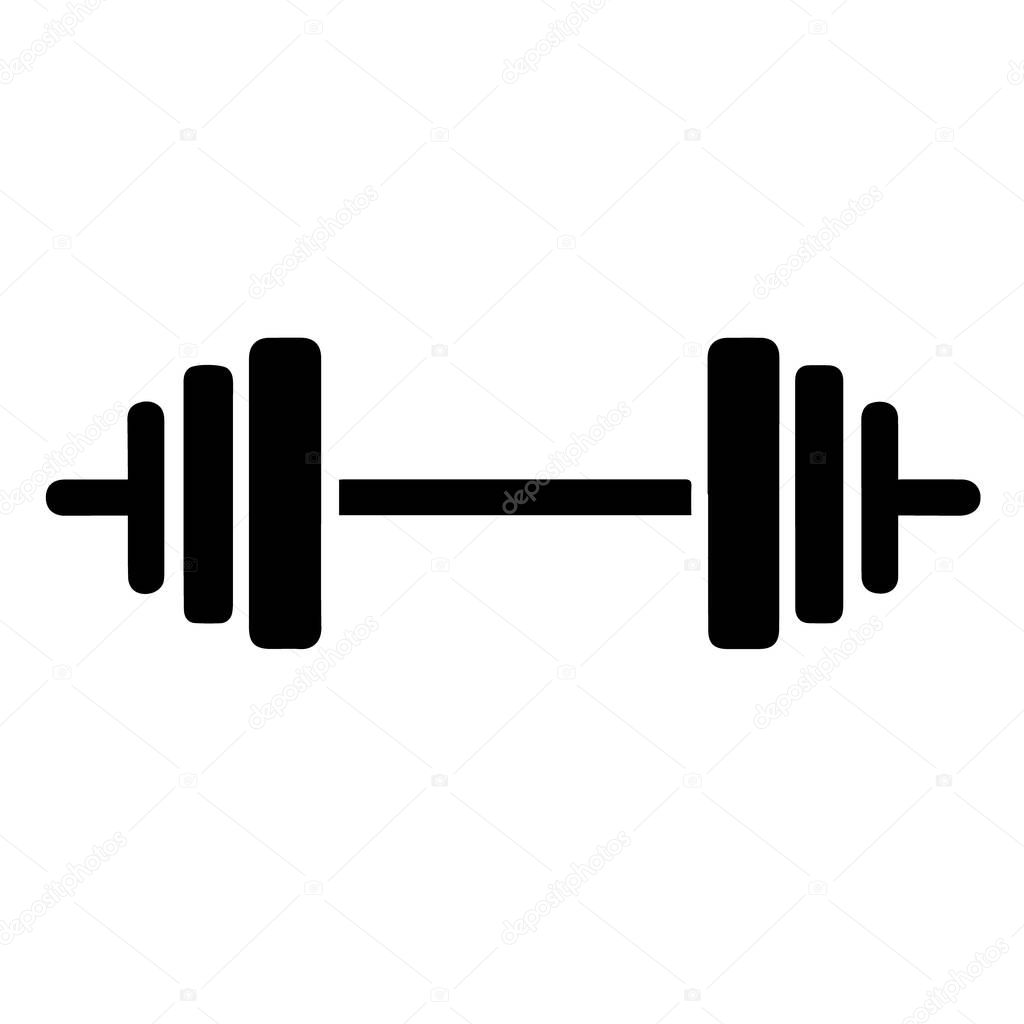 Simple black and white barbell weight icon for fitness and gym designs