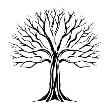 Detaylı dalları ve gövdesi olan biçimlendirilmiş çıplak ağaç silueti.