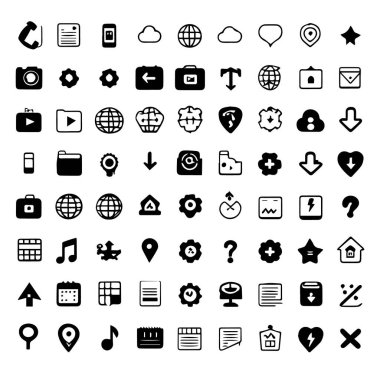 El çizimi biçim siyah siluet simgeleri koleksiyonu