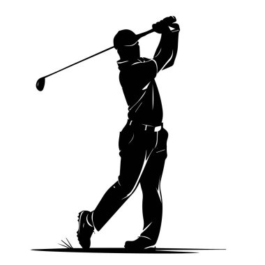 Golf oyuncusu, kulüp dinamik silueti çiziyor