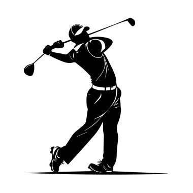 Dinamik golfçü silueti vurucu bir poz içinde çekim