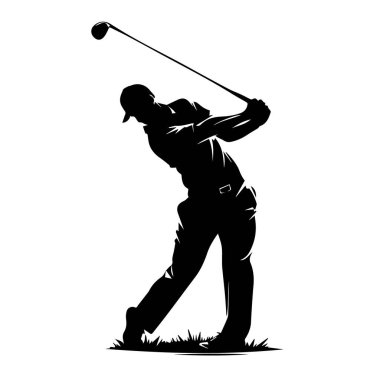 Golf oyuncusu sopa sallıyor dinamik siluet hareketi pozu