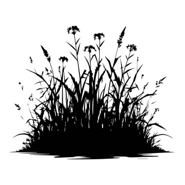 Yaban çiçeği çayır silueti grafik tasarım elementi