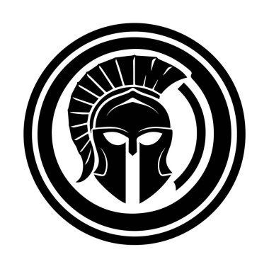 Dairesel çerçeve siluet grafik tasarımı Spartalı miğfer