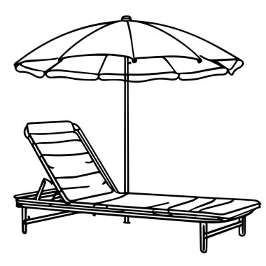 Plaj şezlongu ve şemsiye çizimi