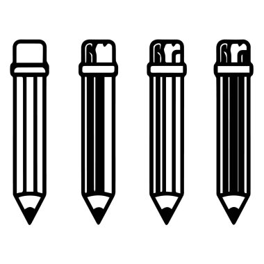 Bir satırda dört kalem siluet resimleme grafiği