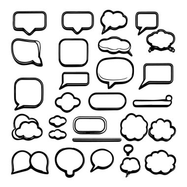 El çizimi konuşma baloncukları koleksiyonu silueti