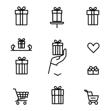 Hediye kutusu simgeleri koleksiyonu web tasarımı için ayarlandı