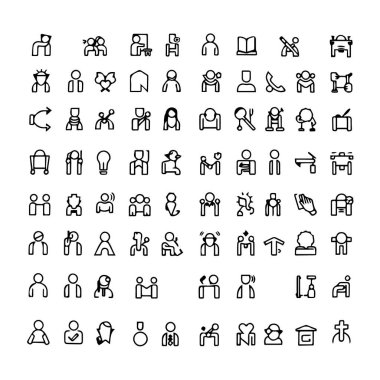 Web tasarımı için çeşitli insan simgeleri ve sembollerinin geniş bir koleksiyonu