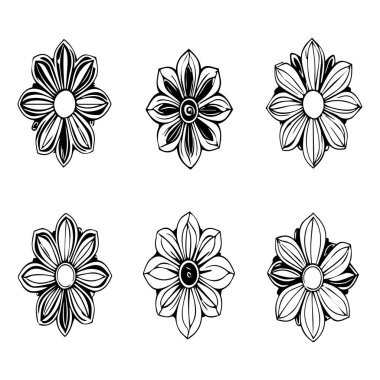 Six black and white floral designs perfect for ornamentation